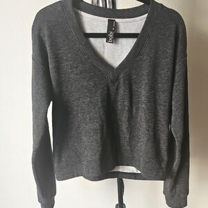 bobi Gray V-Neck Knit Sweater